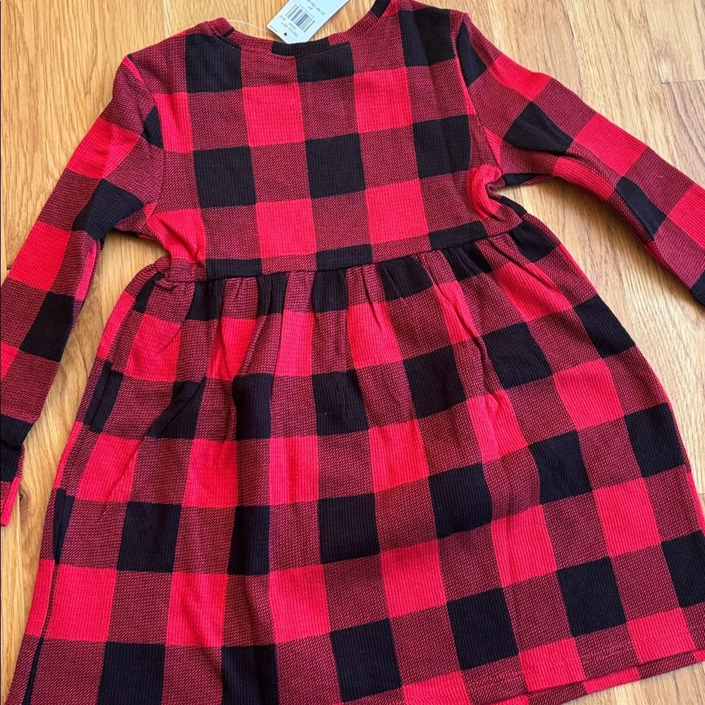 2T NWT Old Navy Waffle Knit Red and Black Plaid Dress